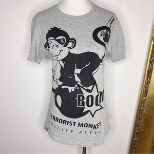 Phillip Plein Homme Terrorist Monkey Pet Family Short Sleeve Cotton Graphic Tee